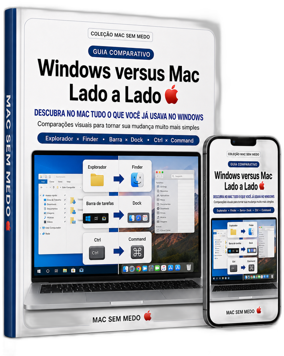 Mockup do Guia Windows × Mac Lado a Lado MAC SEM MEDO 🍎