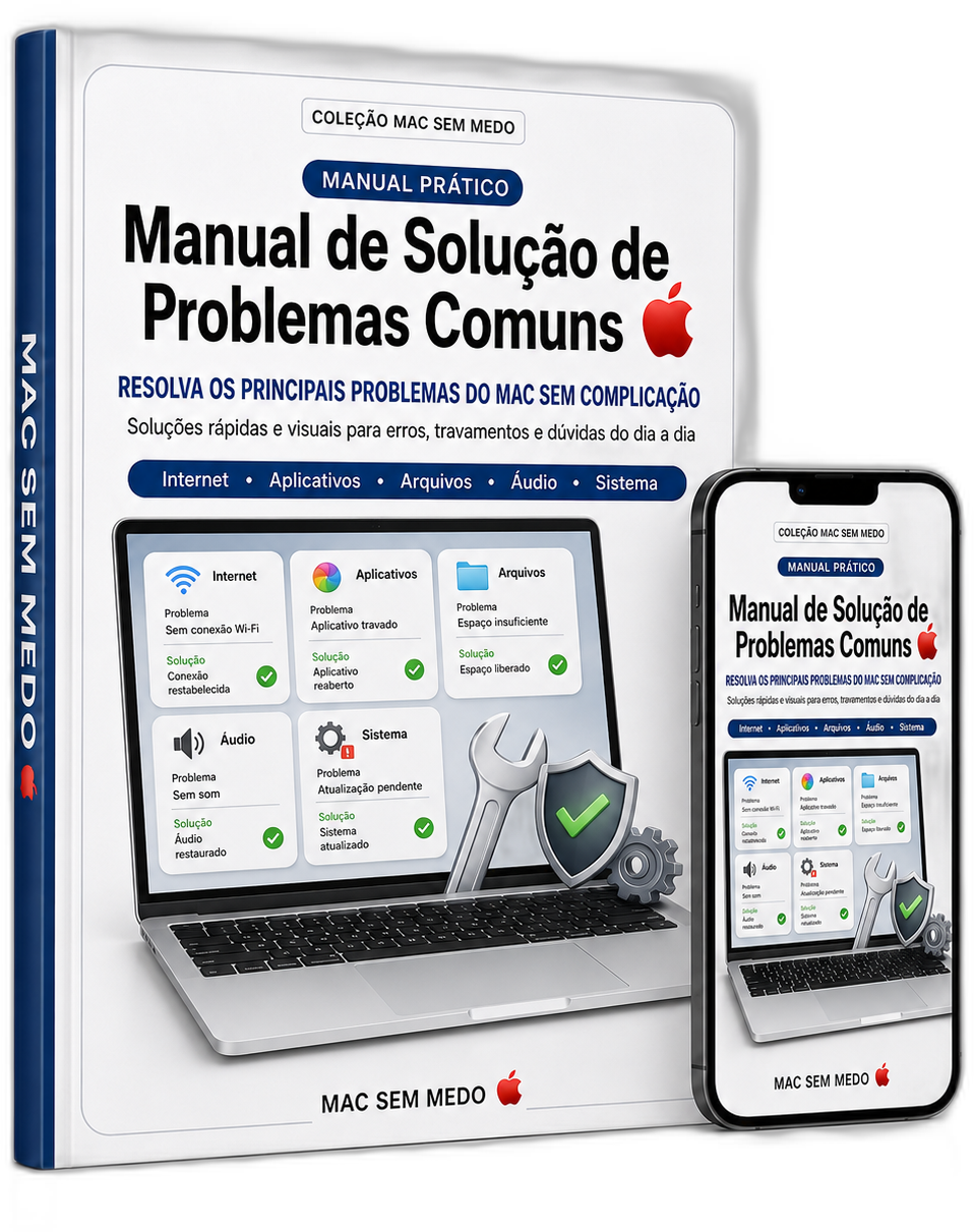 Mockup do Manual de Solução de Problemas Comuns MAC SEM MEDO 🍎